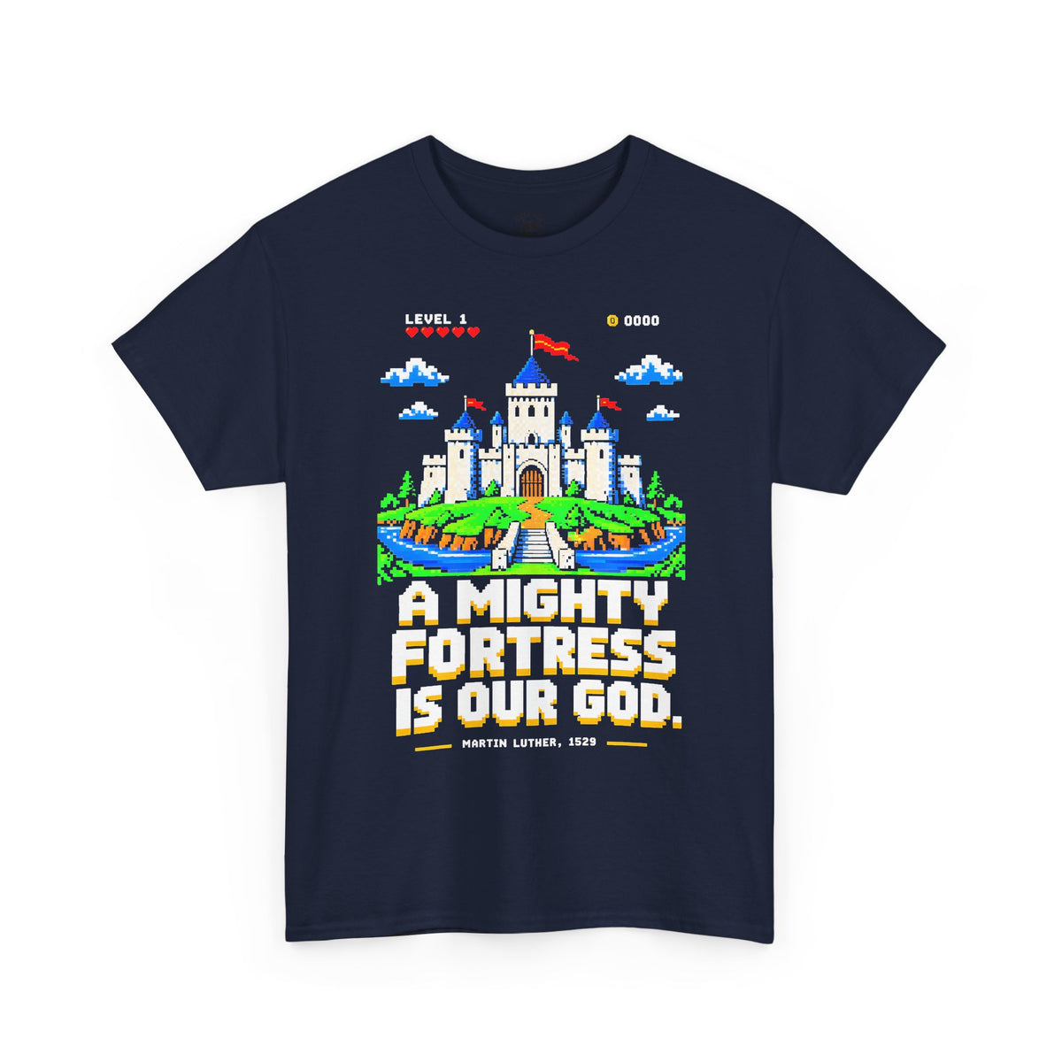 A Mighty Fortress 8-Bit Castle T-shirt – Donkey Talk graphic tee