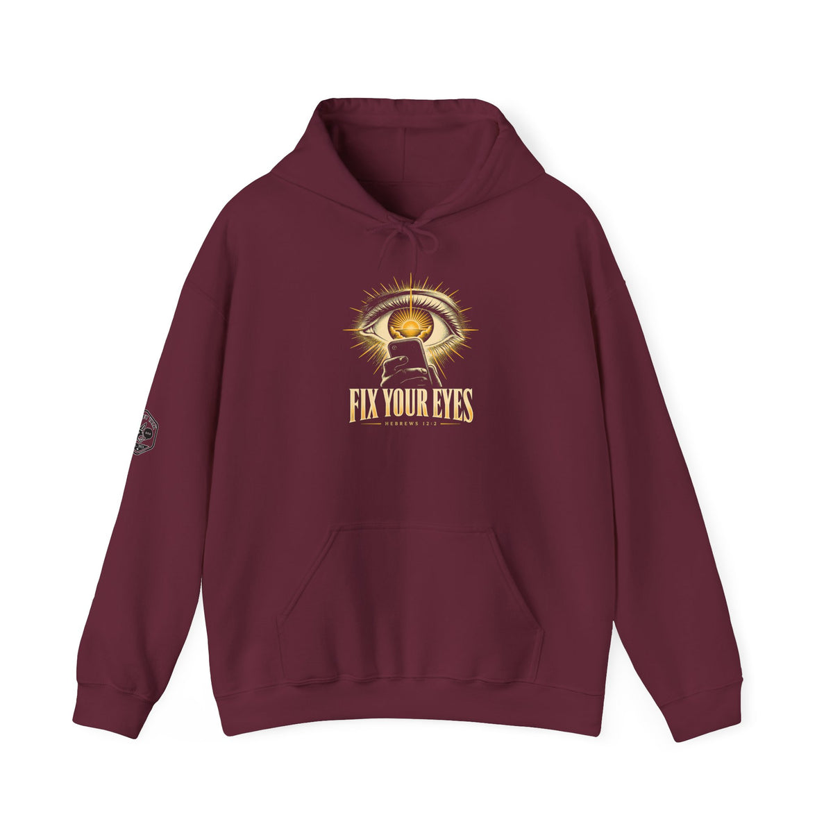 Fix Your Eyes Hoodie | Hebrews 12:2 Christian Graphic Hoodie