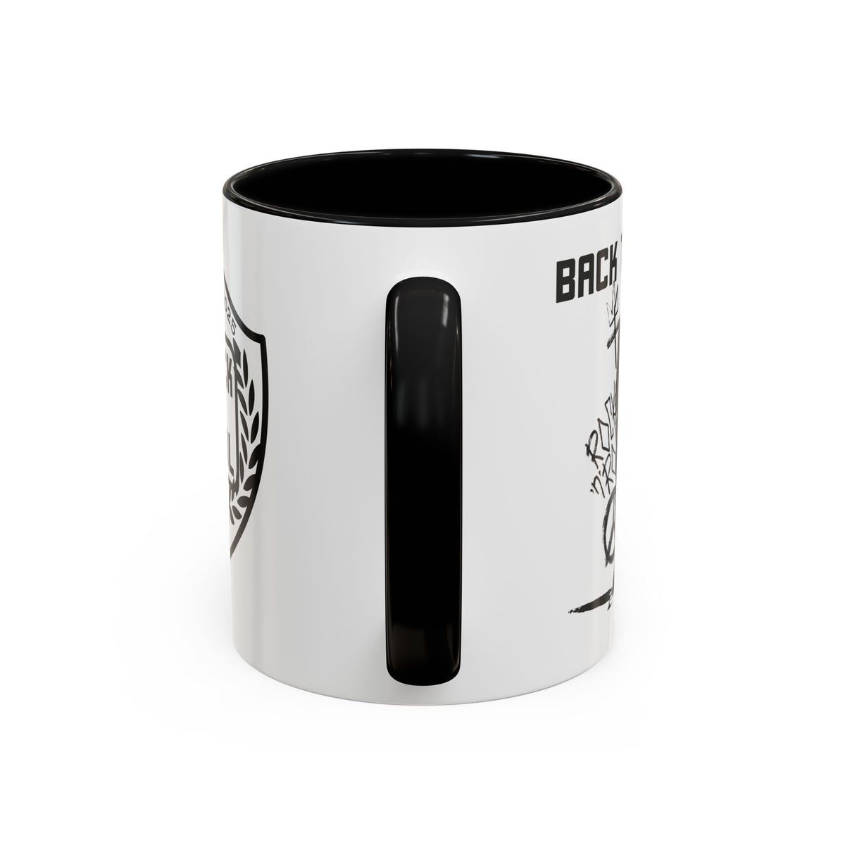 Back to Cool shield accent coffee mug – Donkey Talk ceramic mug