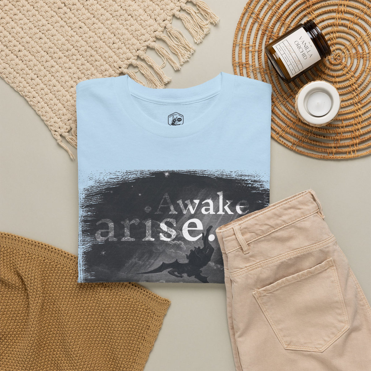 Arise or Fall Graphic Tee — Monochrome Moody Quote T-Shirt