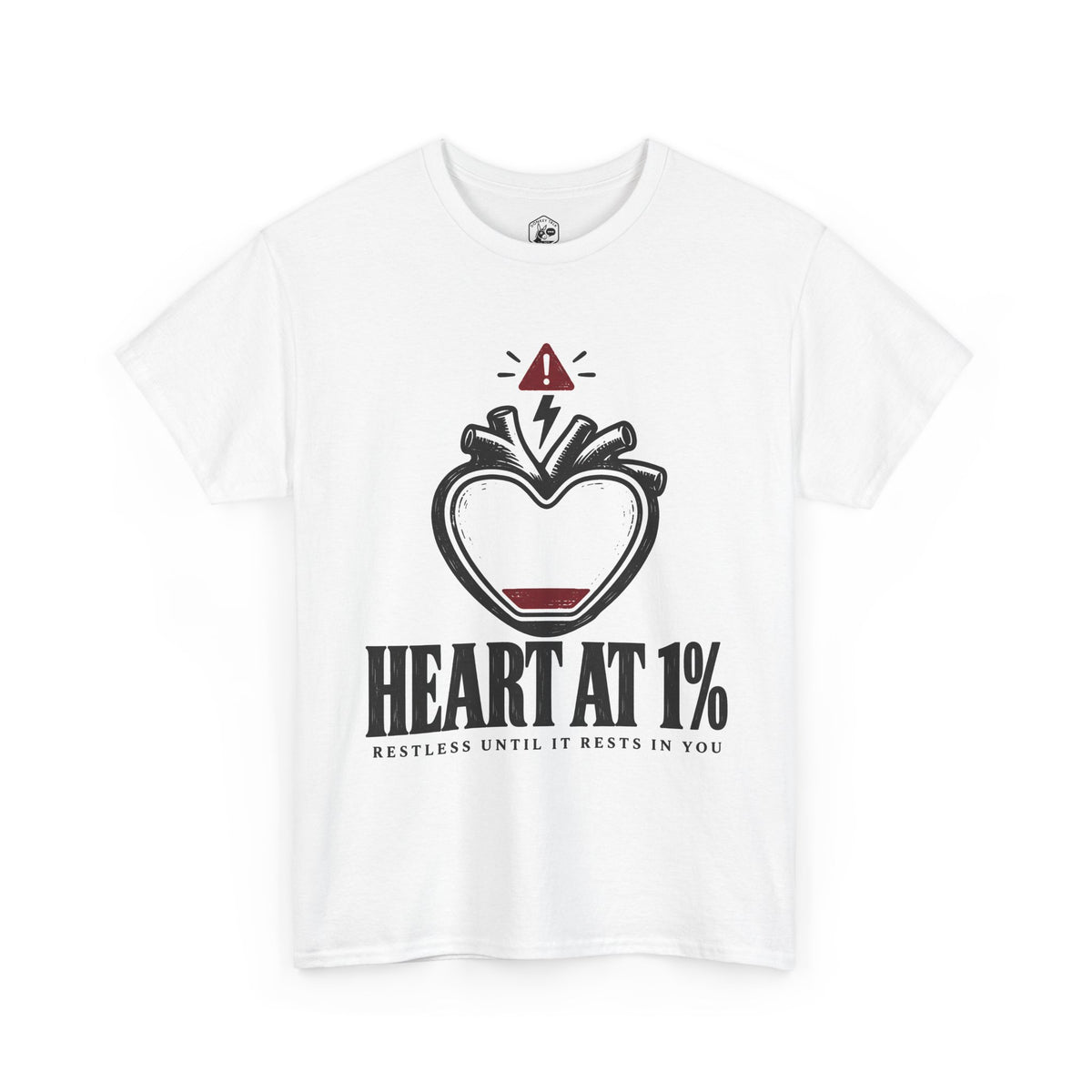 Heart at 1% Restless Until It Rests in You T-shirt – Donkey Talk graphic tee
