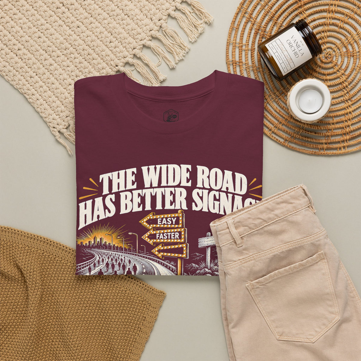 The Wide Road Has Better Signage T-shirt – Donkey Talk graphic tee