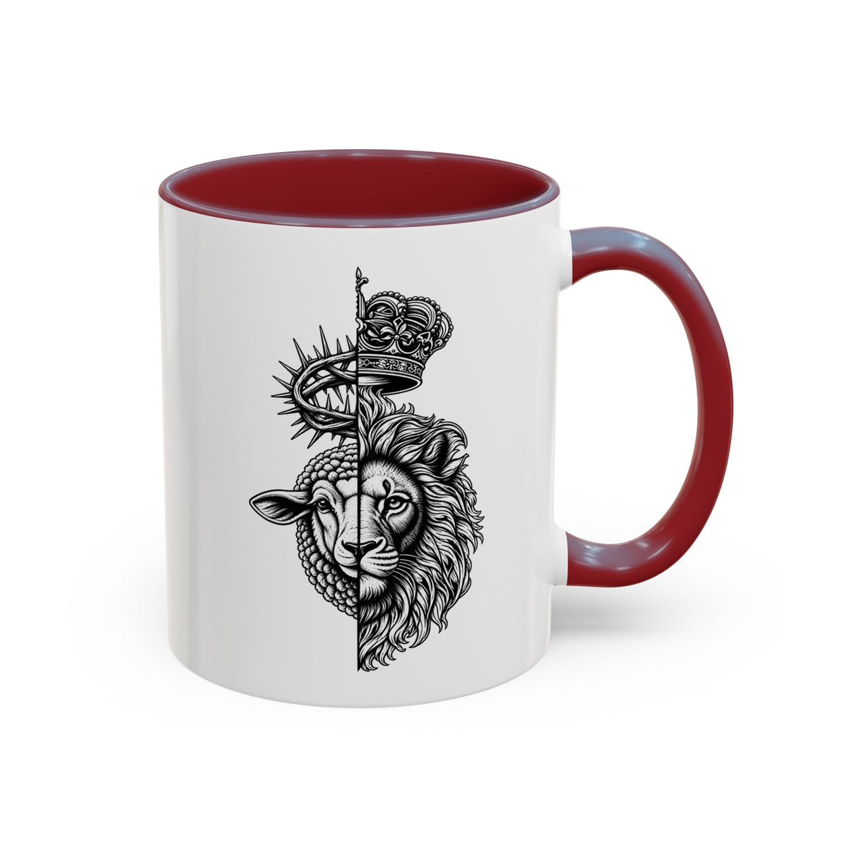 Lion & Lamb Religious Accent Coffee Mug — Crown of Thorns Christian Gift (11/15oz)