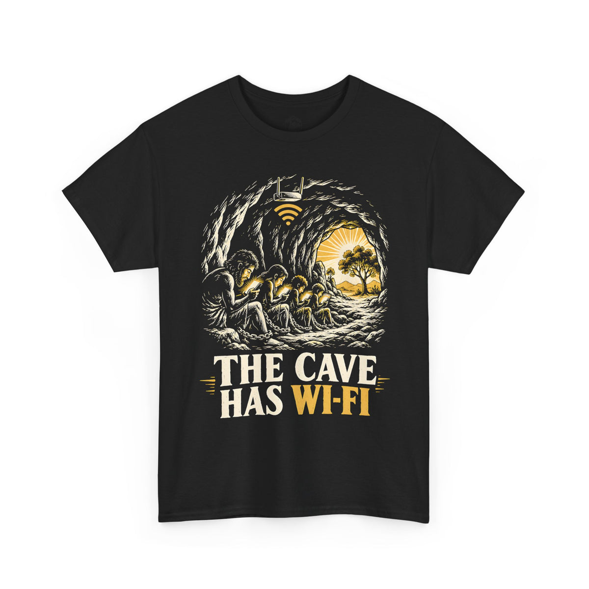 The Cave Has Wi-Fi Plato's Allegory T-shirt – Donkey Talk graphic tee