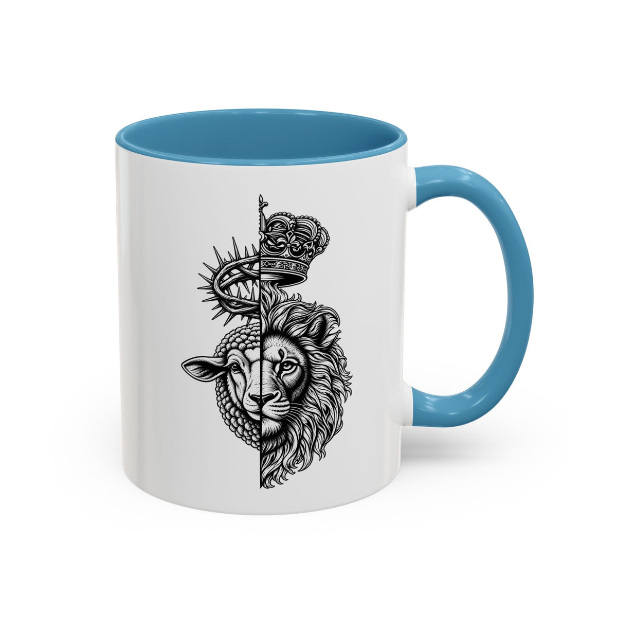 Lion & Lamb Religious Accent Coffee Mug — Crown of Thorns Christian Gift (11/15oz)