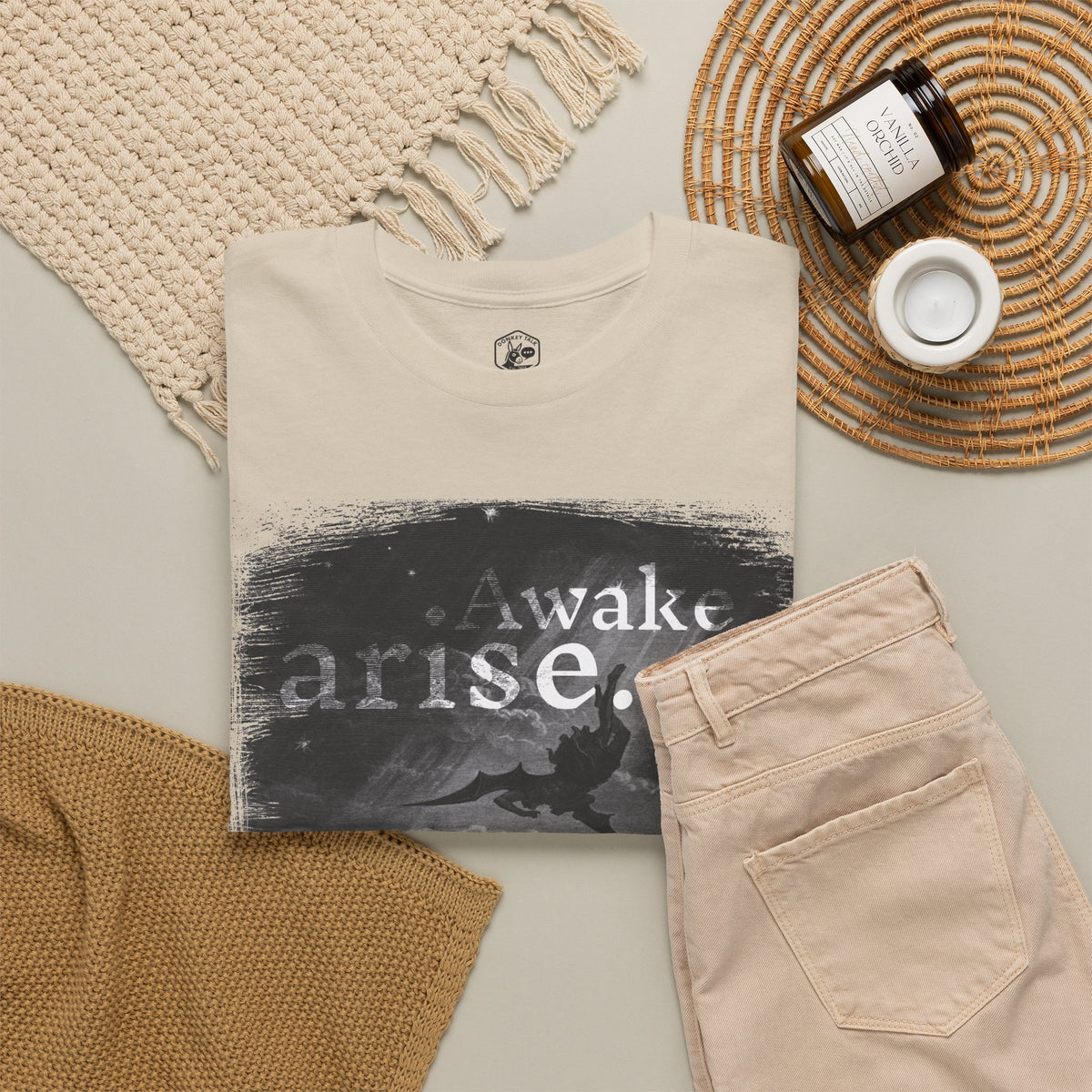 Arise or Fall Graphic Tee — Monochrome Moody Quote T-Shirt