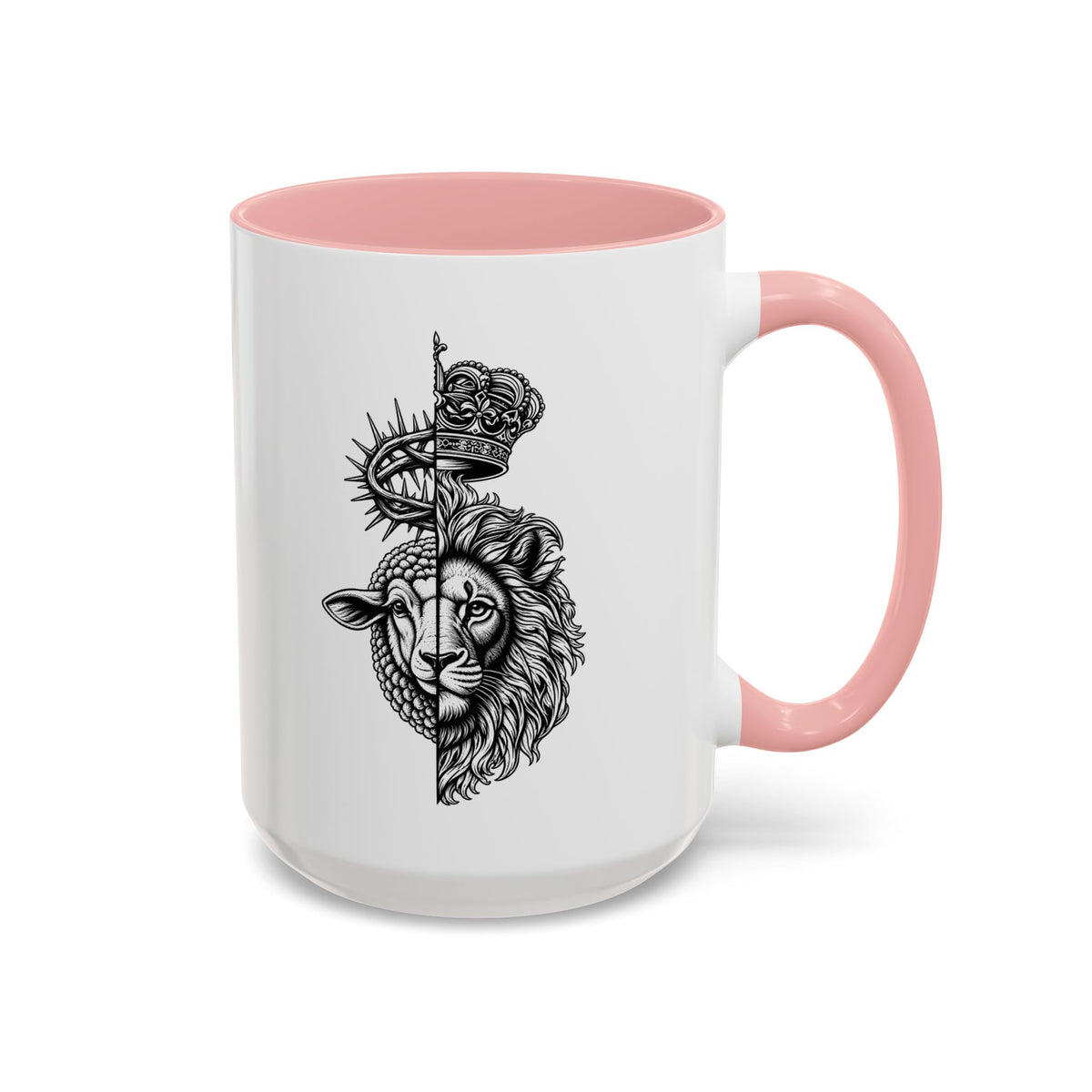 Lion & Lamb Religious Accent Coffee Mug — Crown of Thorns Christian Gift (11/15oz)