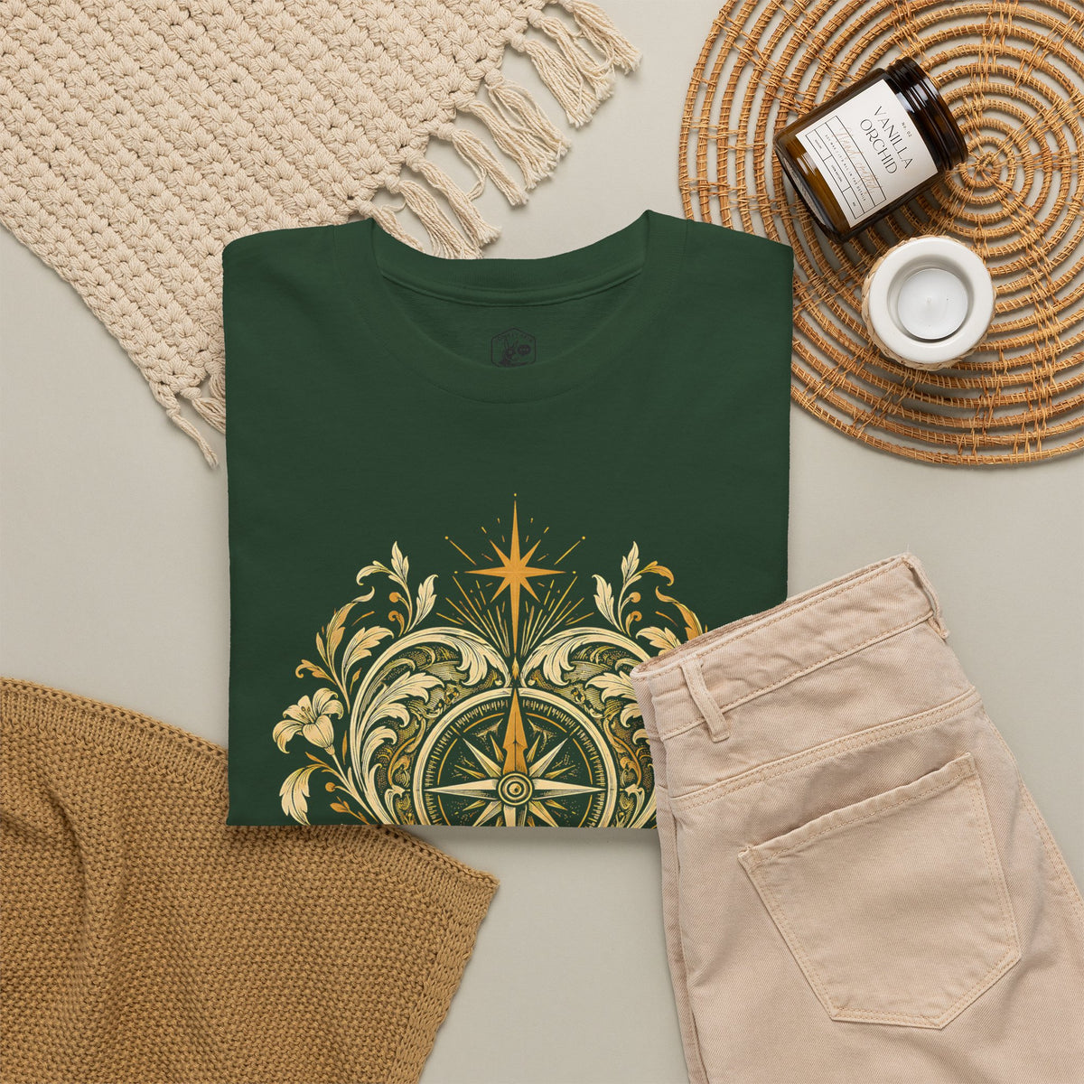 Our Hearts Are Restless Gold Compass Heart T-shirt – Donkey Talk graphic tee