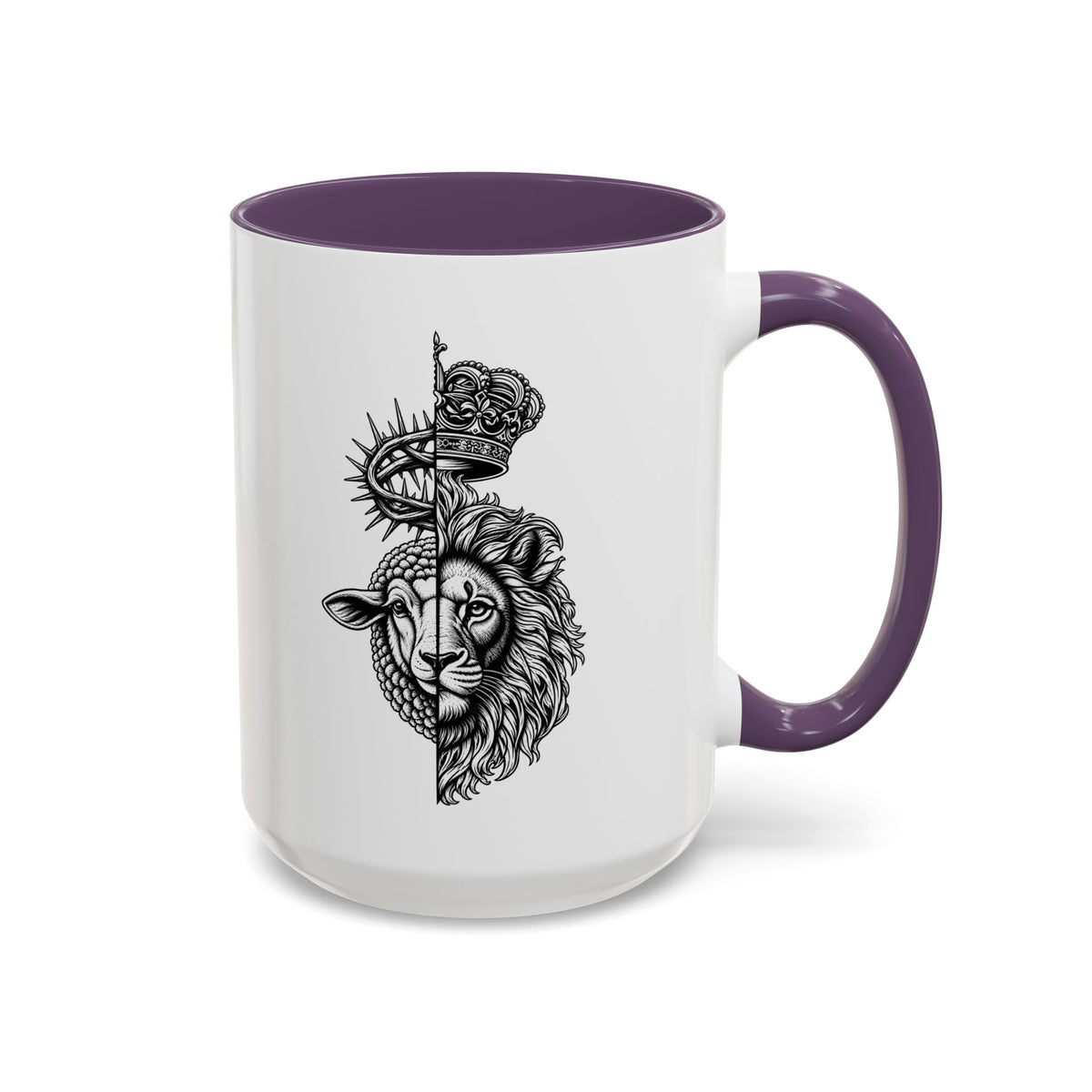 Lion & Lamb Religious Accent Coffee Mug — Crown of Thorns Christian Gift (11/15oz)