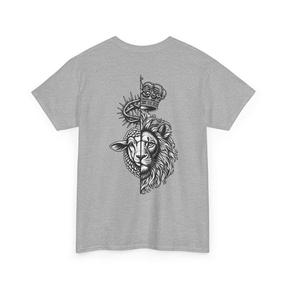 Lion & Crown Graphic Tee | Half Skull Lion Design T-Shirt