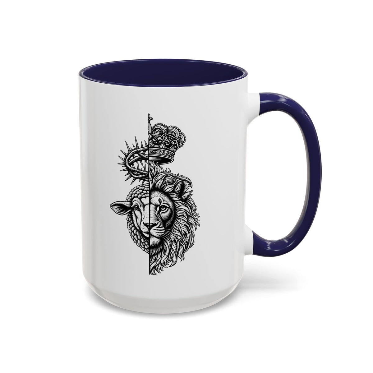 Lion & Lamb Religious Accent Coffee Mug — Crown of Thorns Christian Gift (11/15oz)