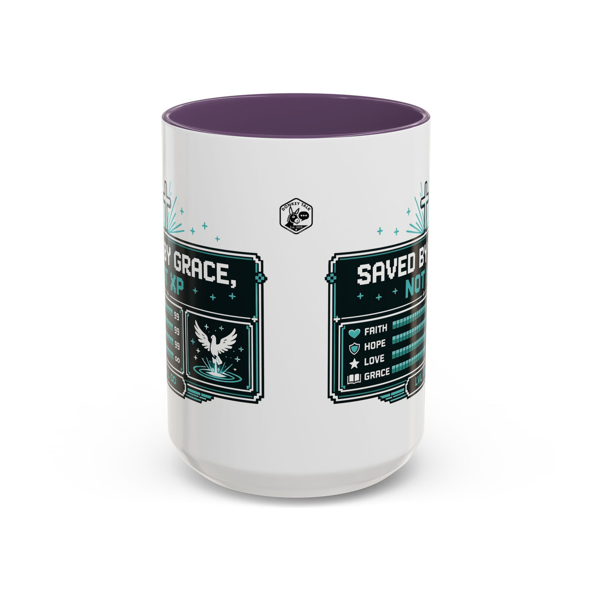 Saved by Grace Not XP Christian gamer mug – Donkey Talk ceramic mug