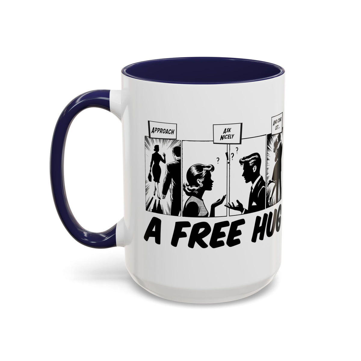 Free Hug Day comic speech bubble coffee mug – Donkey Talk ceramic mug