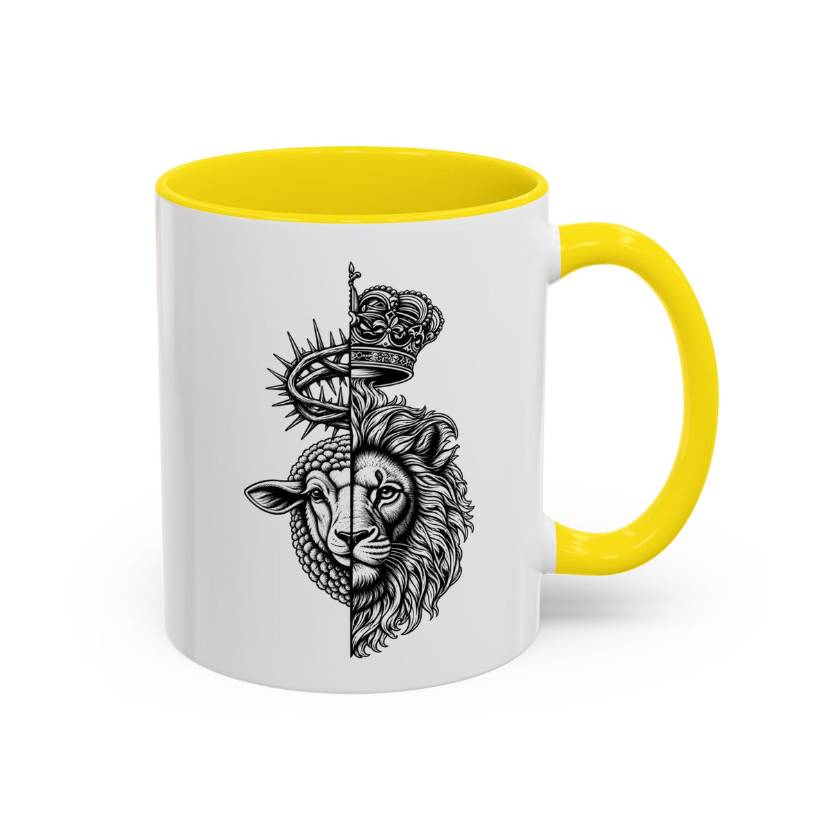 Lion & Lamb Religious Accent Coffee Mug — Crown of Thorns Christian Gift (11/15oz)