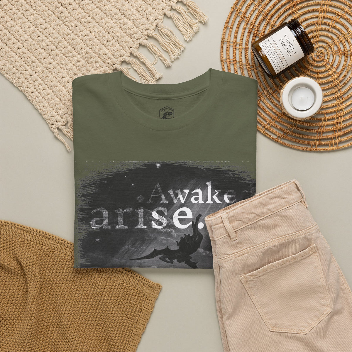 Arise or Fall Graphic Tee — Monochrome Moody Quote T-Shirt