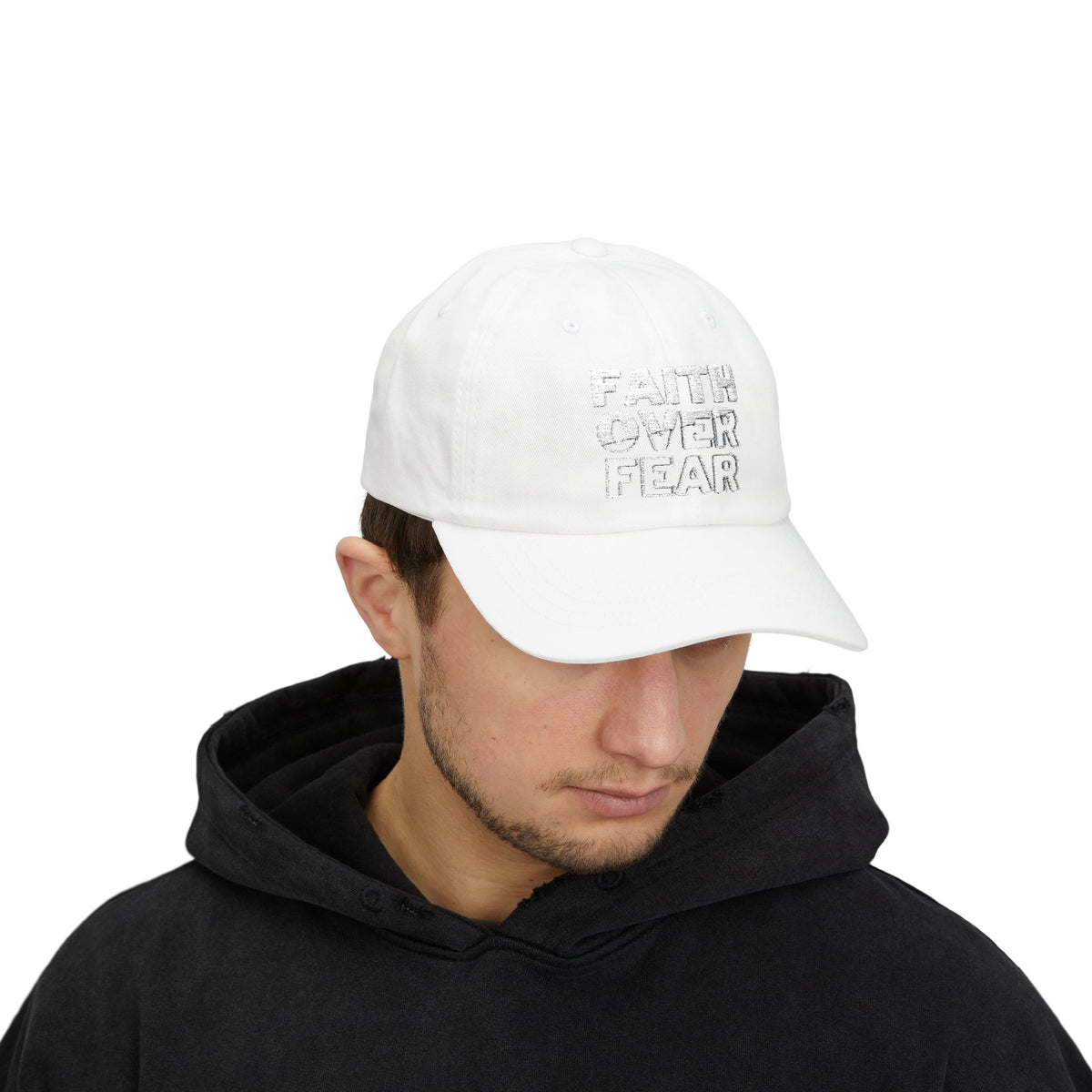 Faith Over Fear classic white dad cap – Donkey Talk