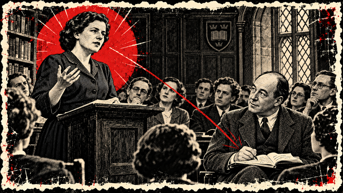 Elizabeth Anscombe challenges C.S. Lewis's argument at the Oxford Socratic Club, 1948