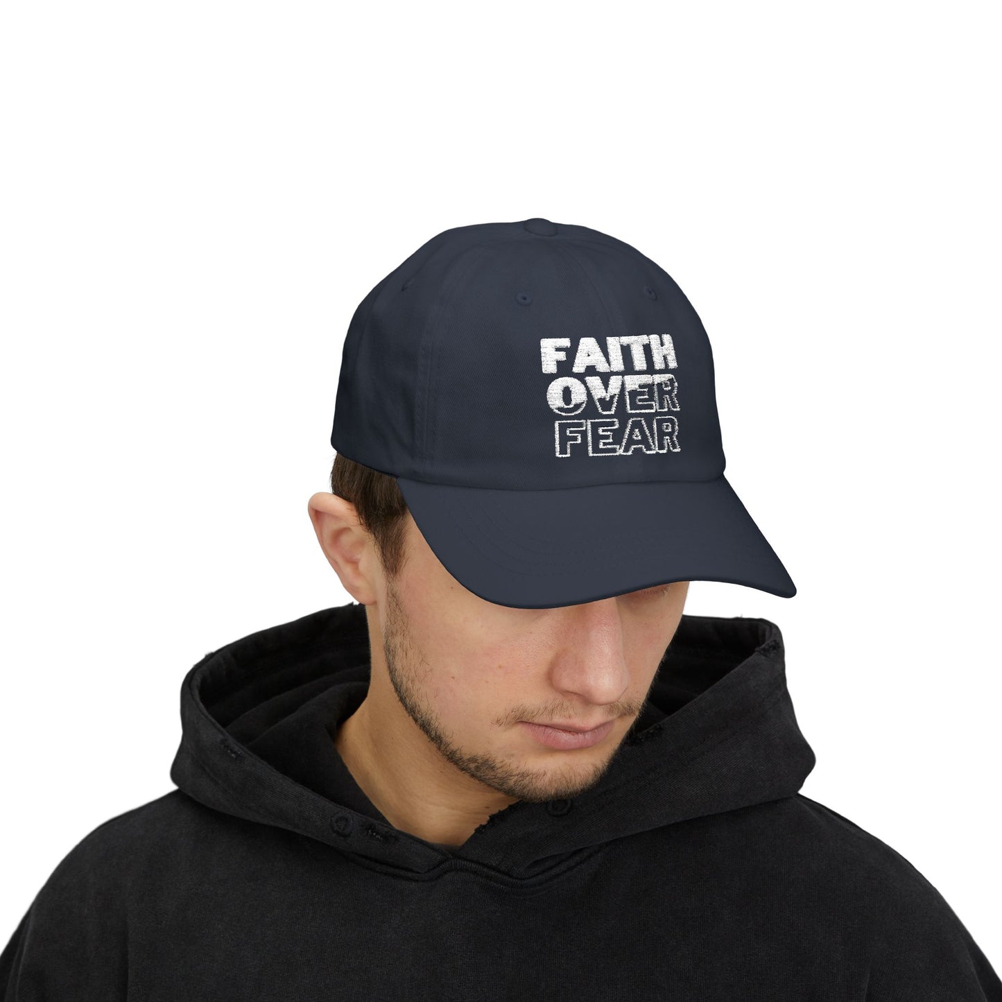 Faith Over Fear Classic Dad Cap - Inspirational White Hat for Everyday Wear