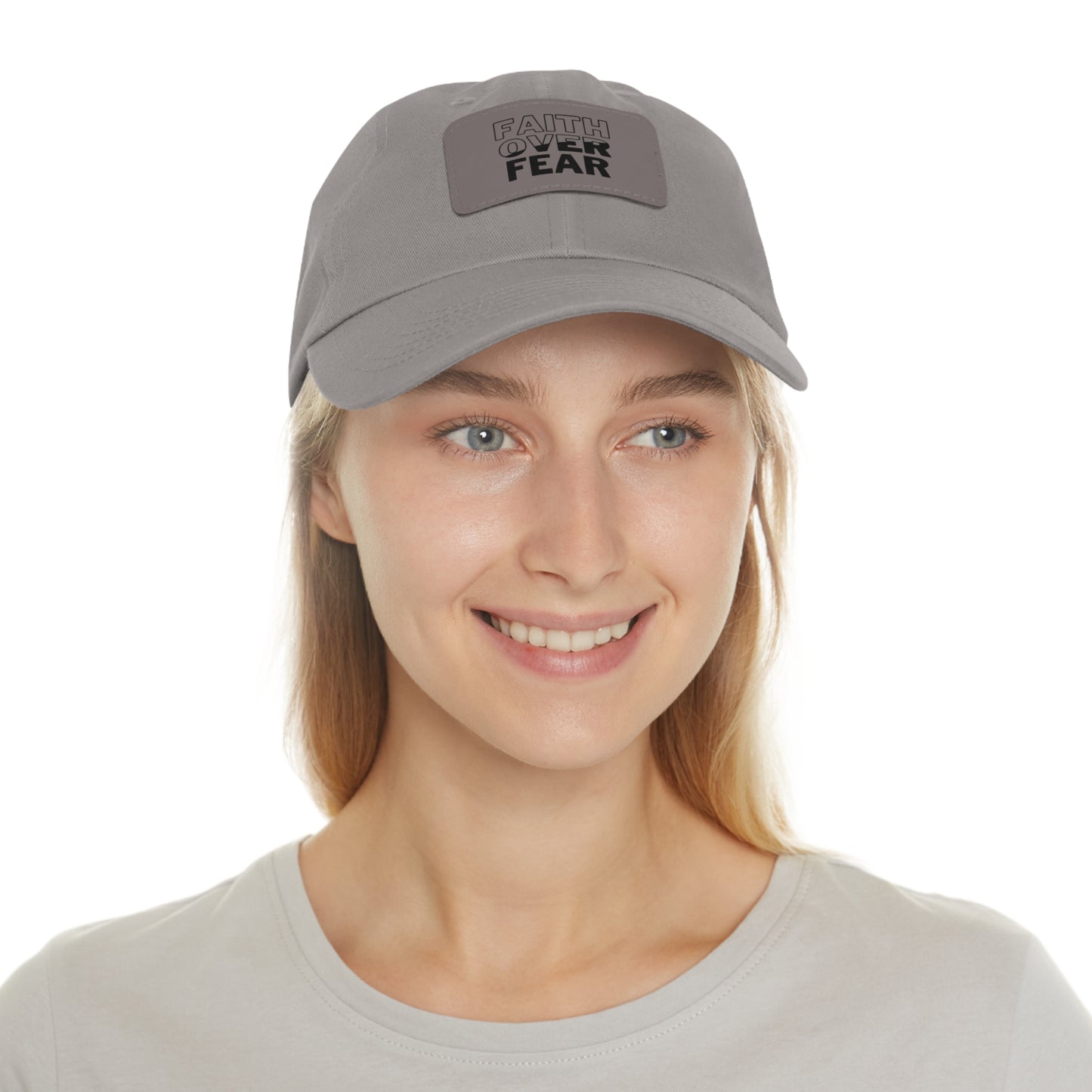 Faith Over Fear Dad Hat - Stylish Hat with Leather Patch