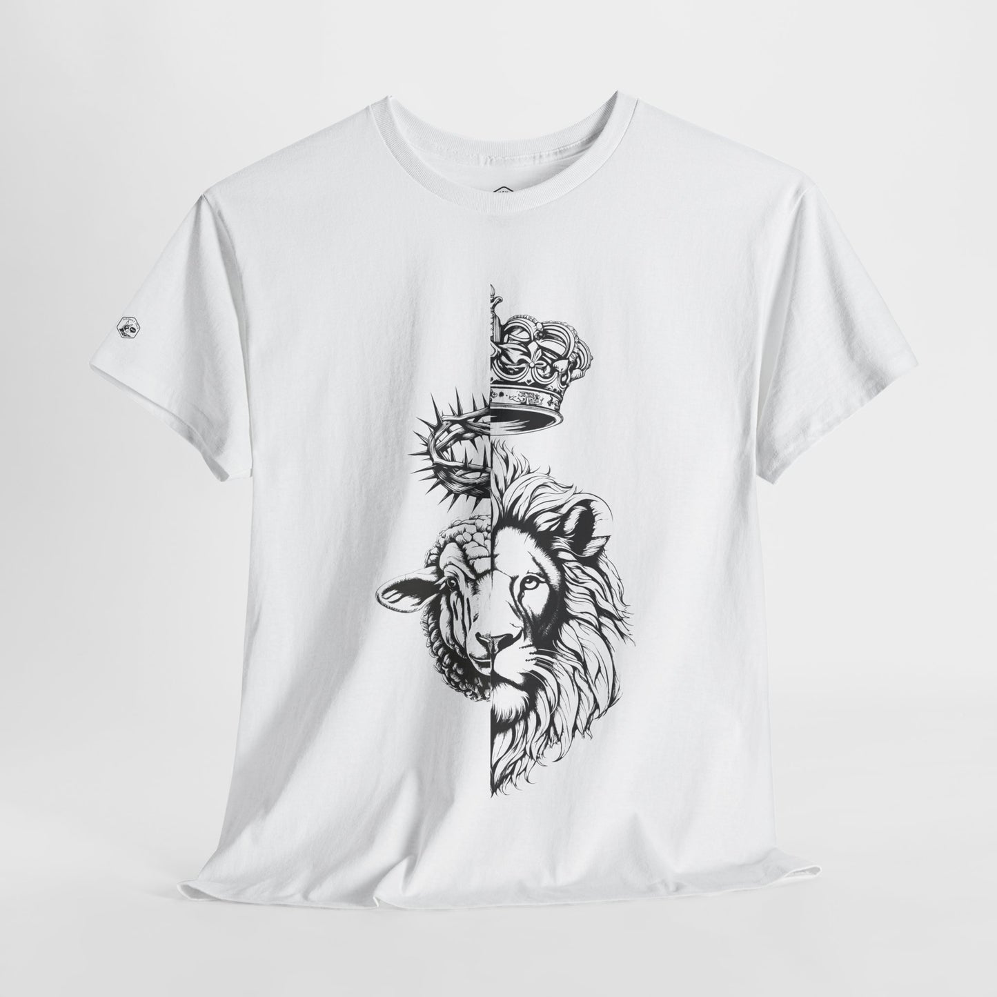 Unisex Heavy Cotton Tee - Bold 'Lion & Lamb' Design for Everyday Wear