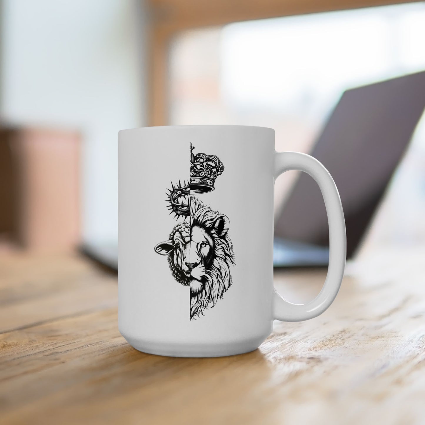 Lion and Lamb Ceramic Mug - 11oz & 15oz, Perfect for Coffee Lovers & Gifts