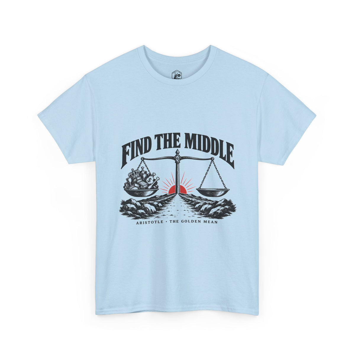 Find the Middle T-Shirt | Aristotle Golden Mean Philosophy Tee