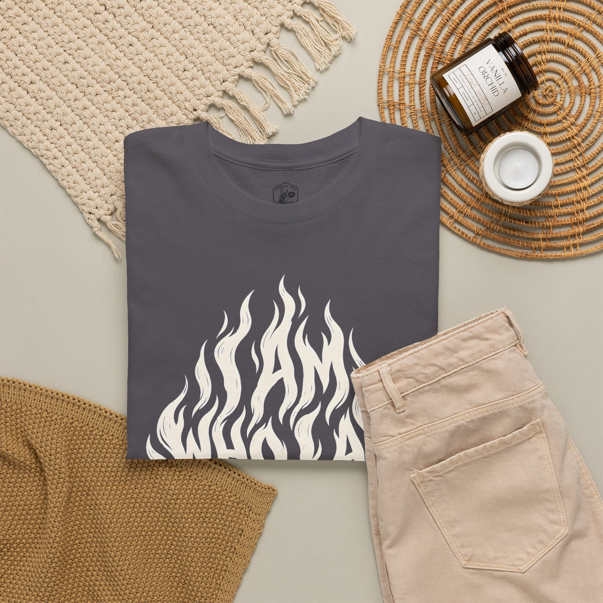I Am Who I Am Flame Lettering T-shirt – Donkey Talk graphic tee