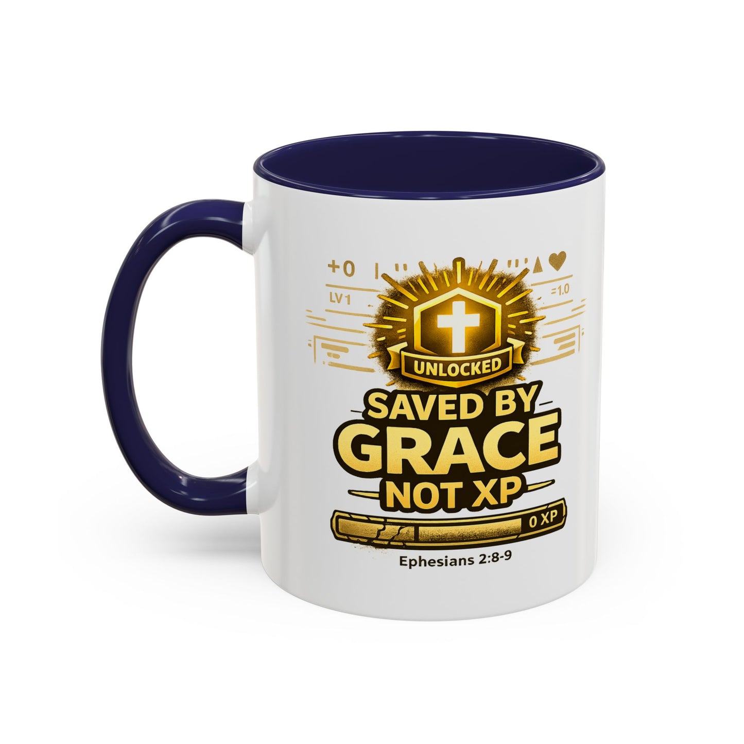 Saved by Grace Coffee Mug — Christian Gamer "Not XP" 11/15oz Accent Mug
