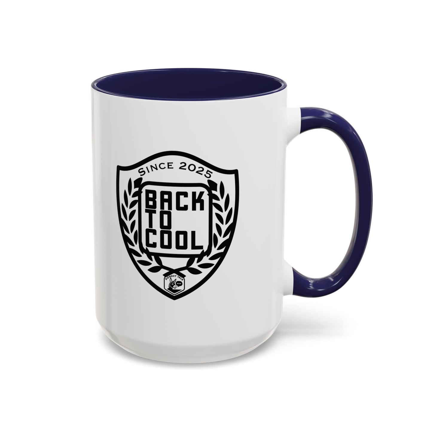 Back to Cool Shield Accent Coffee Mug — Retro Badge Coffee Cup (11/15oz)