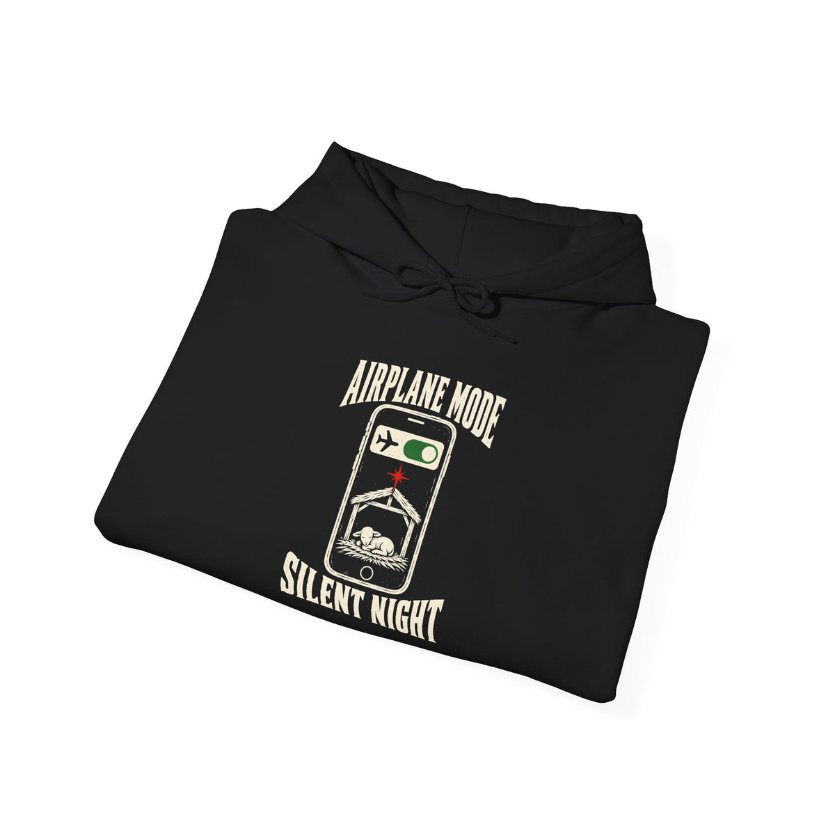 Airplane Mode: Silent Night Hoodie | Funny Christmas Christian Graphic Hoodie