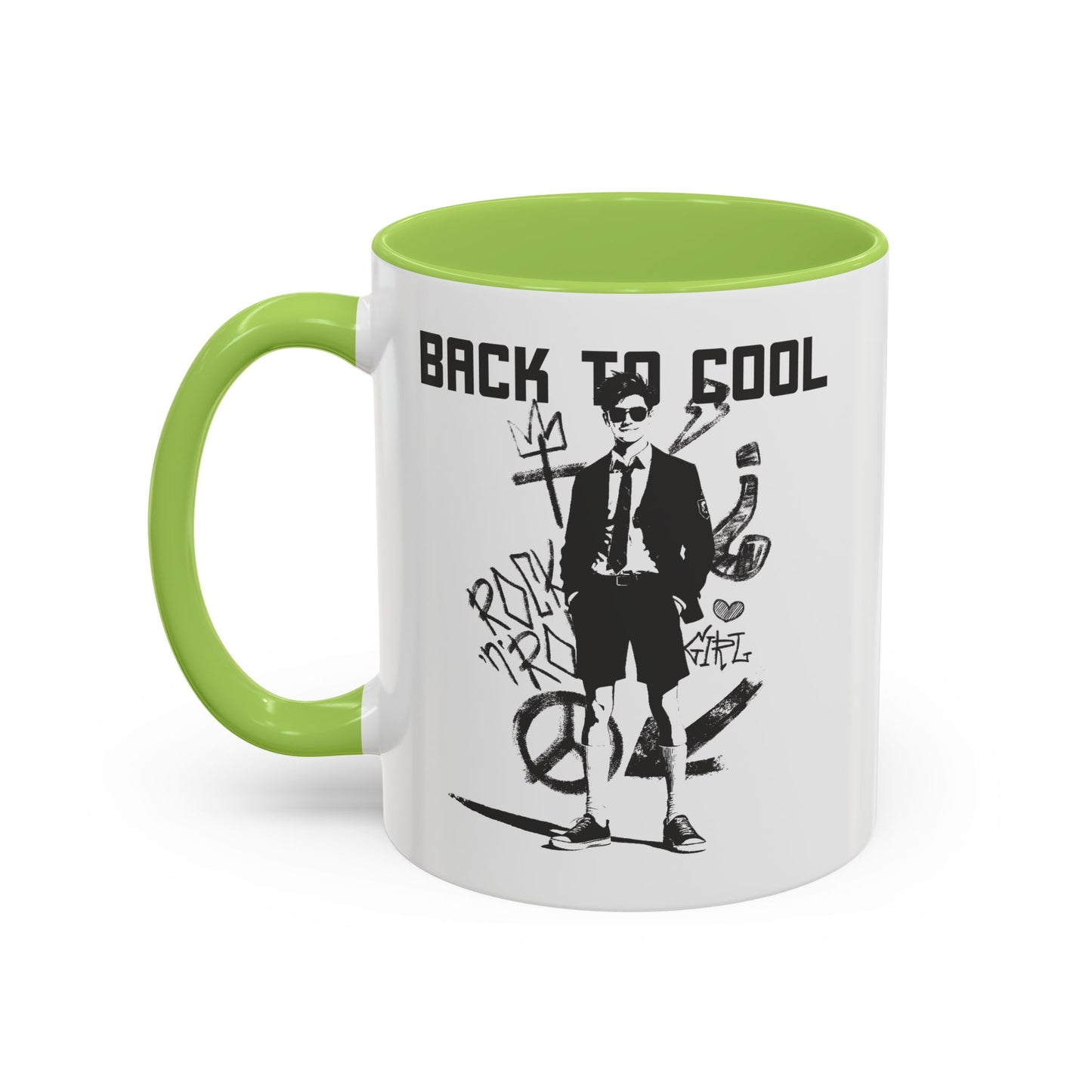 Back to Cool Shield Accent Coffee Mug — Retro Badge Coffee Cup (11/15oz)