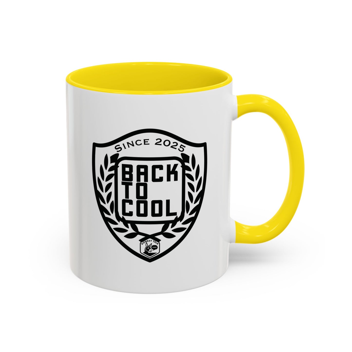 Back to Cool Shield Accent Coffee Mug — Retro Badge Coffee Cup (11/15oz)