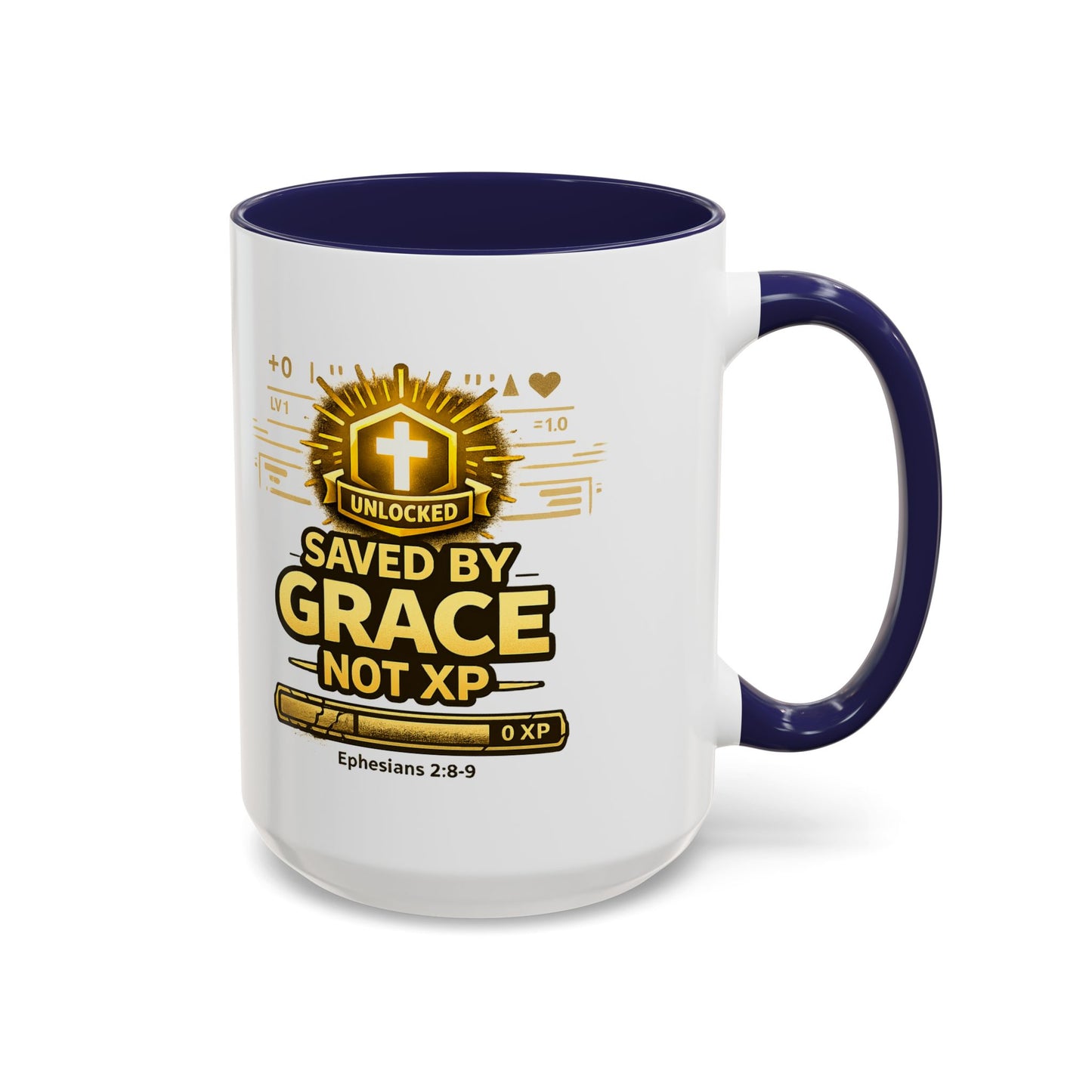 Saved by Grace Coffee Mug — Christian Gamer "Not XP" 11/15oz Accent Mug