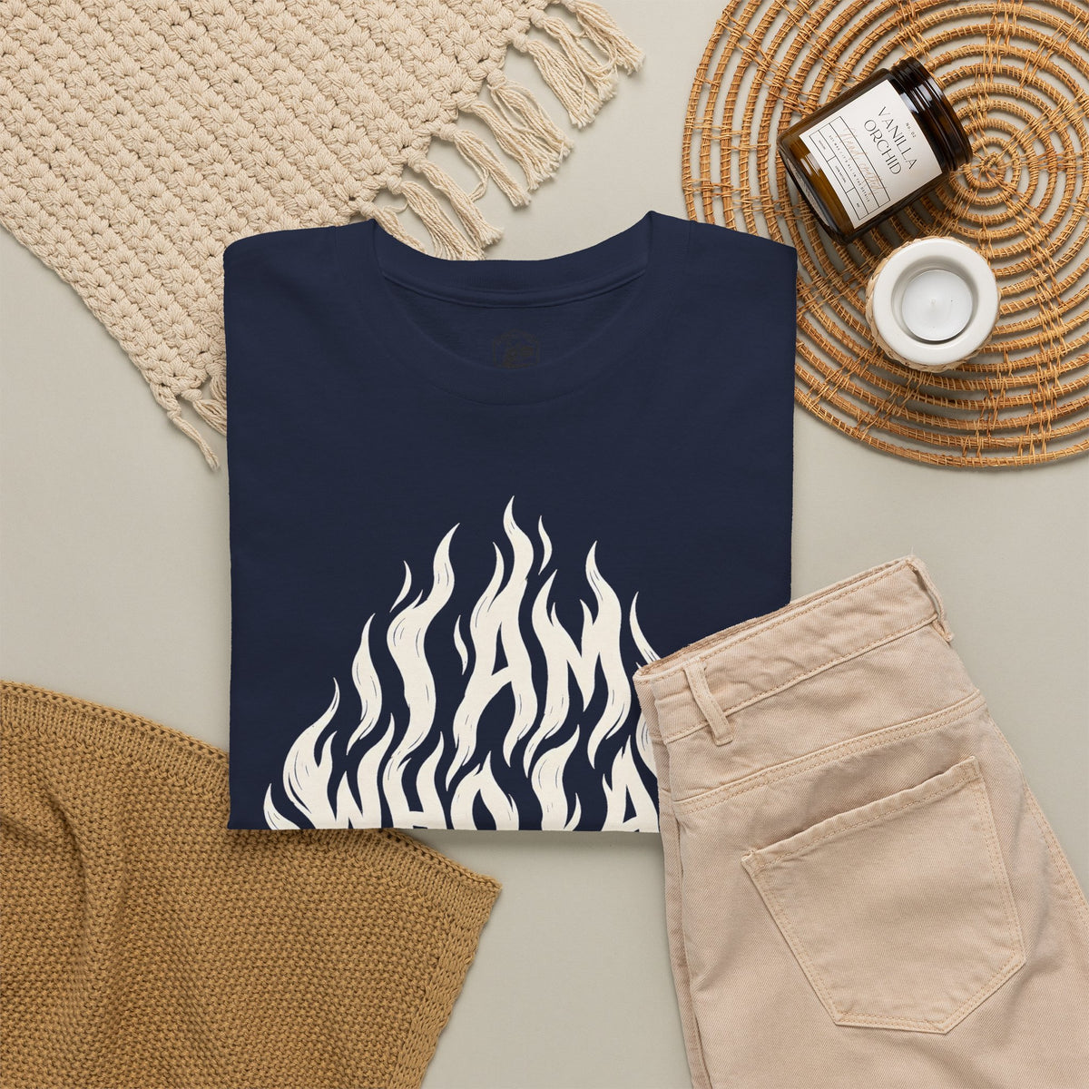 I Am Who I Am Flame Lettering T-shirt – Donkey Talk graphic tee
