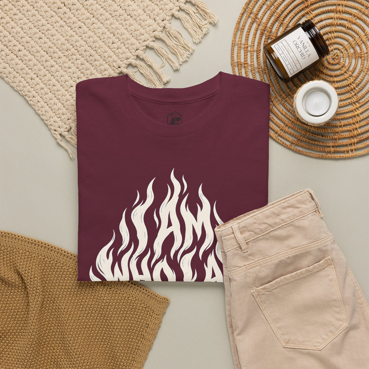 I Am Who I Am Flame Lettering T-shirt – Donkey Talk graphic tee