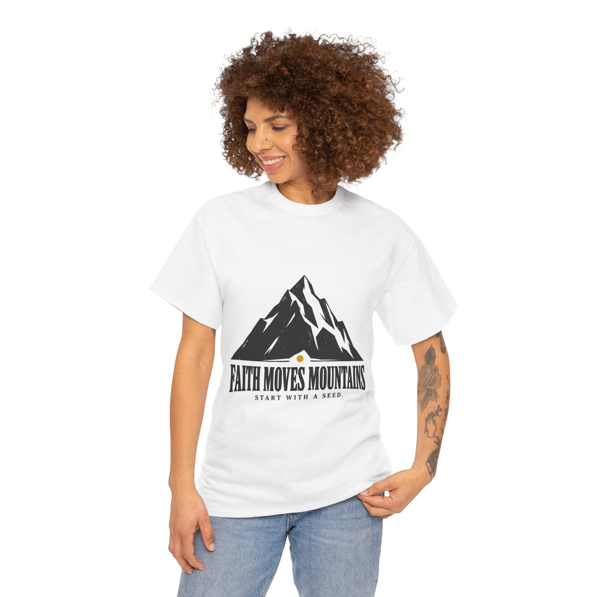 Faith Moves Mountains Start With a Seed T-Shirt | Matthew 17:20 Christian Tee