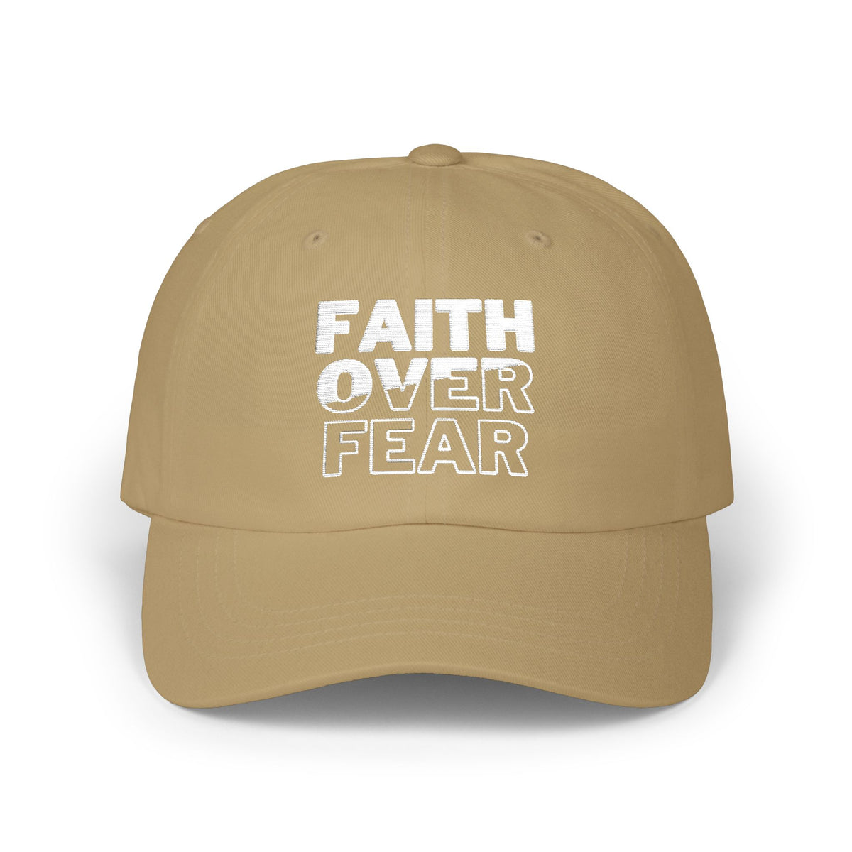 Faith Over Fear Classic Dad Cap - Inspirational White Hat for Everyday Wear