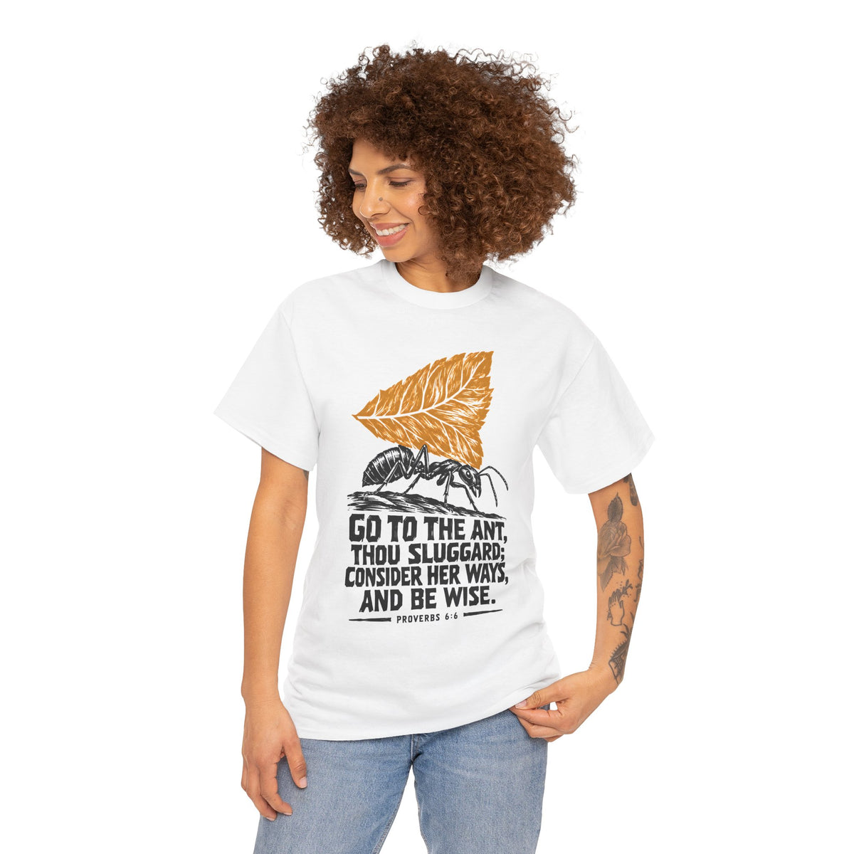Consider Her Ways Ant Linocut T-shirt – Donkey Talk graphic tee