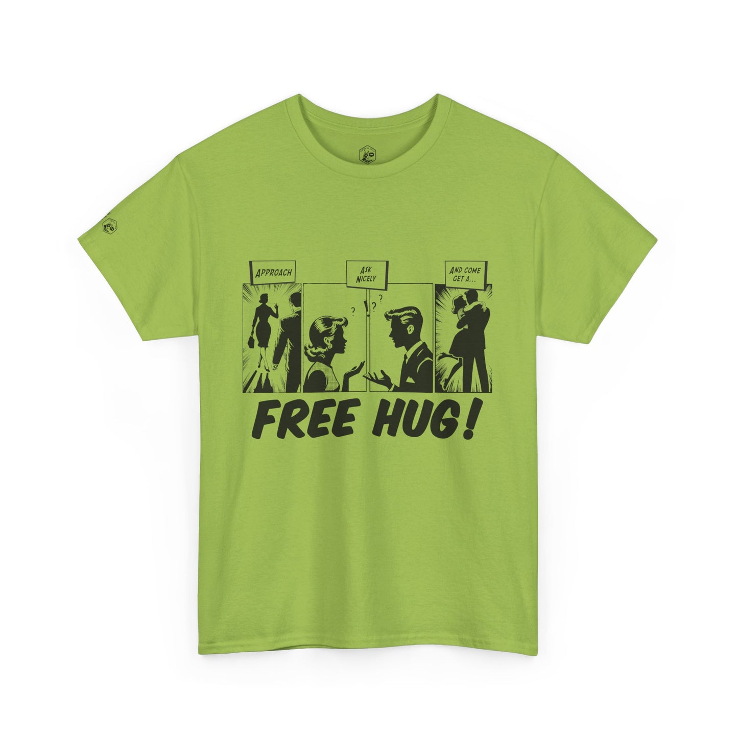 Free Hug Day Comics Unisex Heavy Cotton Tee - Fun Comic Design for Casual Wear