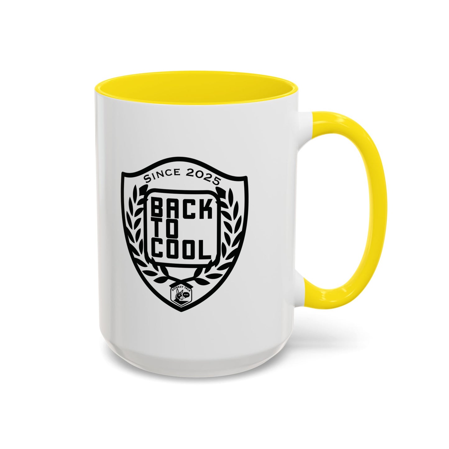 Back to Cool Shield Accent Coffee Mug — Retro Badge Coffee Cup (11/15oz)
