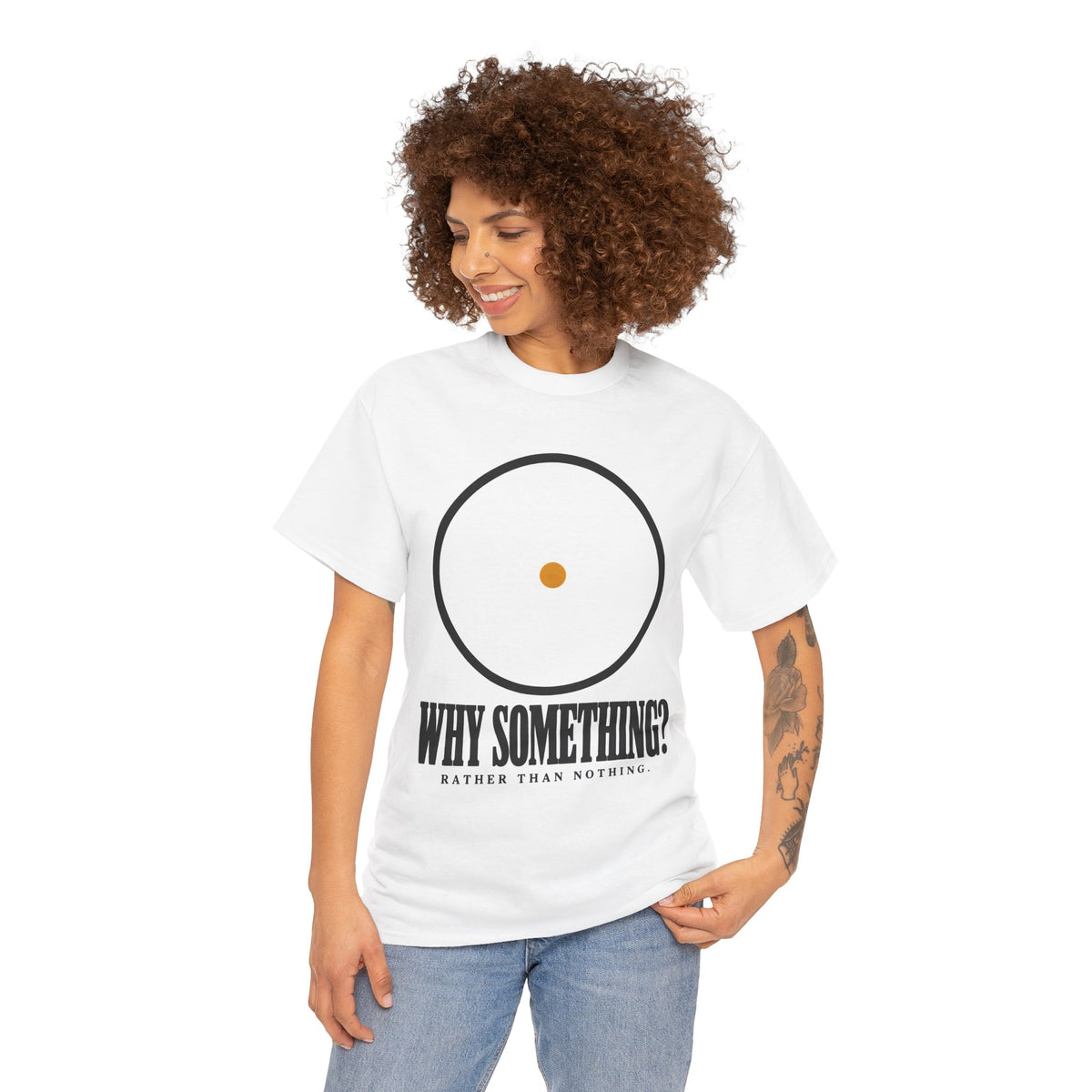 Why Something? Rather Than Nothing Circle T-shirt – Donkey Talk graphic tee