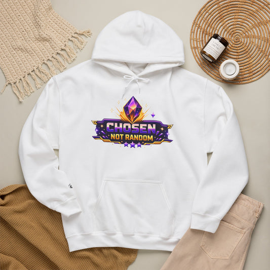 Chosen Not Random Hoodie — Gamer Badge Graphic Hooded Sweatshirt
