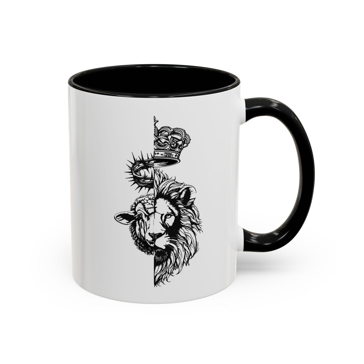 Lion & Lamb Religious Accent Coffee Mug — Crown of Thorns Christian Gift (11/15oz)
