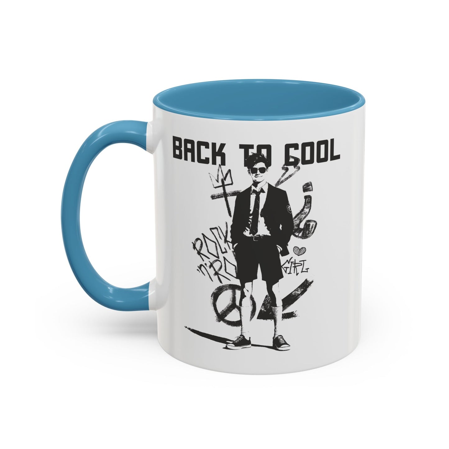Back to Cool Shield Accent Coffee Mug — Retro Badge Coffee Cup (11/15oz)