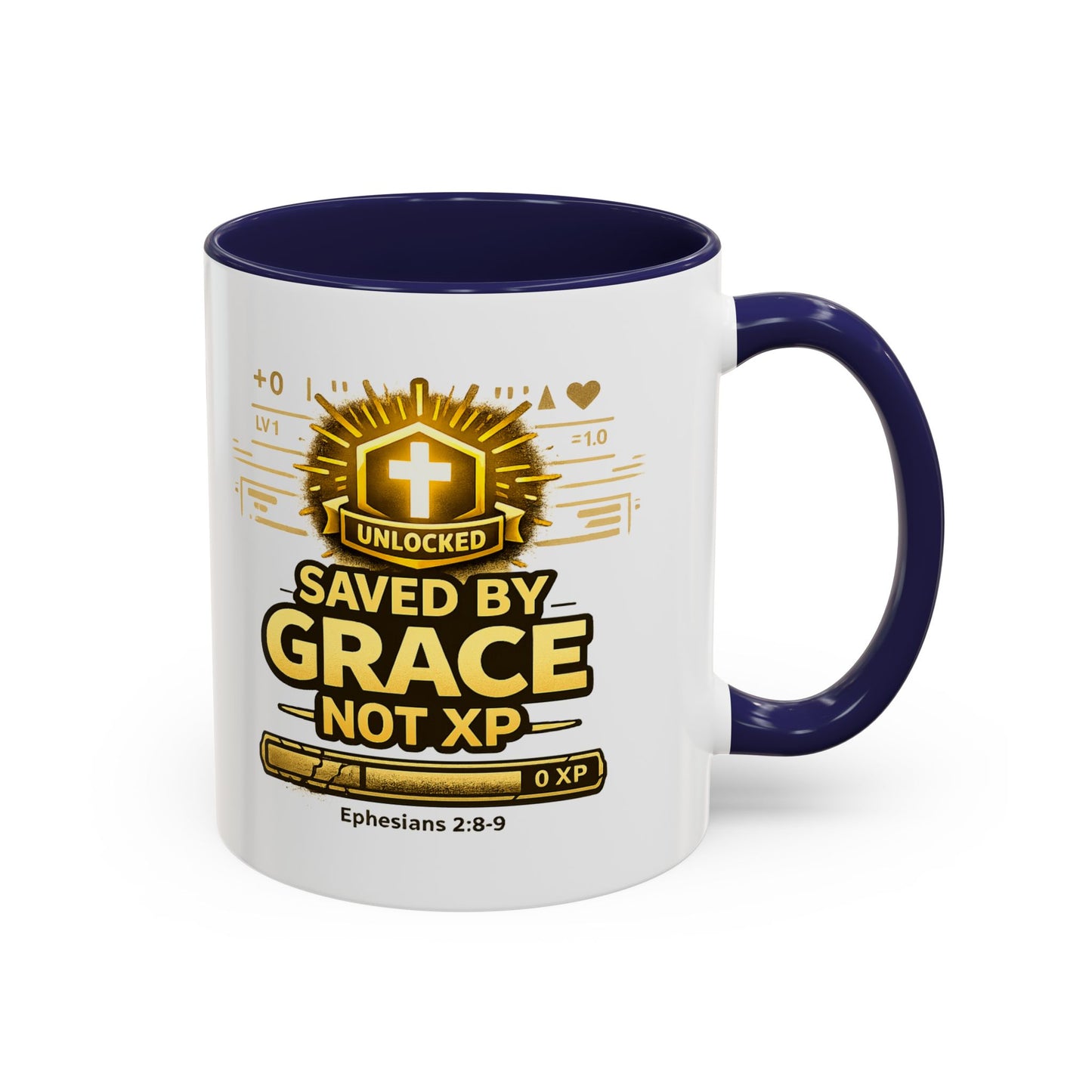 Saved by Grace Coffee Mug — Christian Gamer "Not XP" 11/15oz Accent Mug
