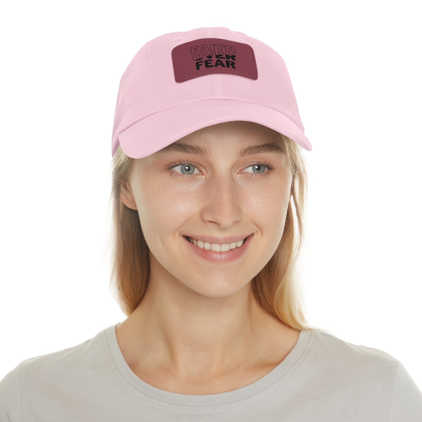 Faith Over Fear Dad Hat - Stylish Hat with Leather Patch