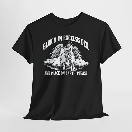 Gloria Peace on Earth Please T-shirt – Donkey Talk graphic tee