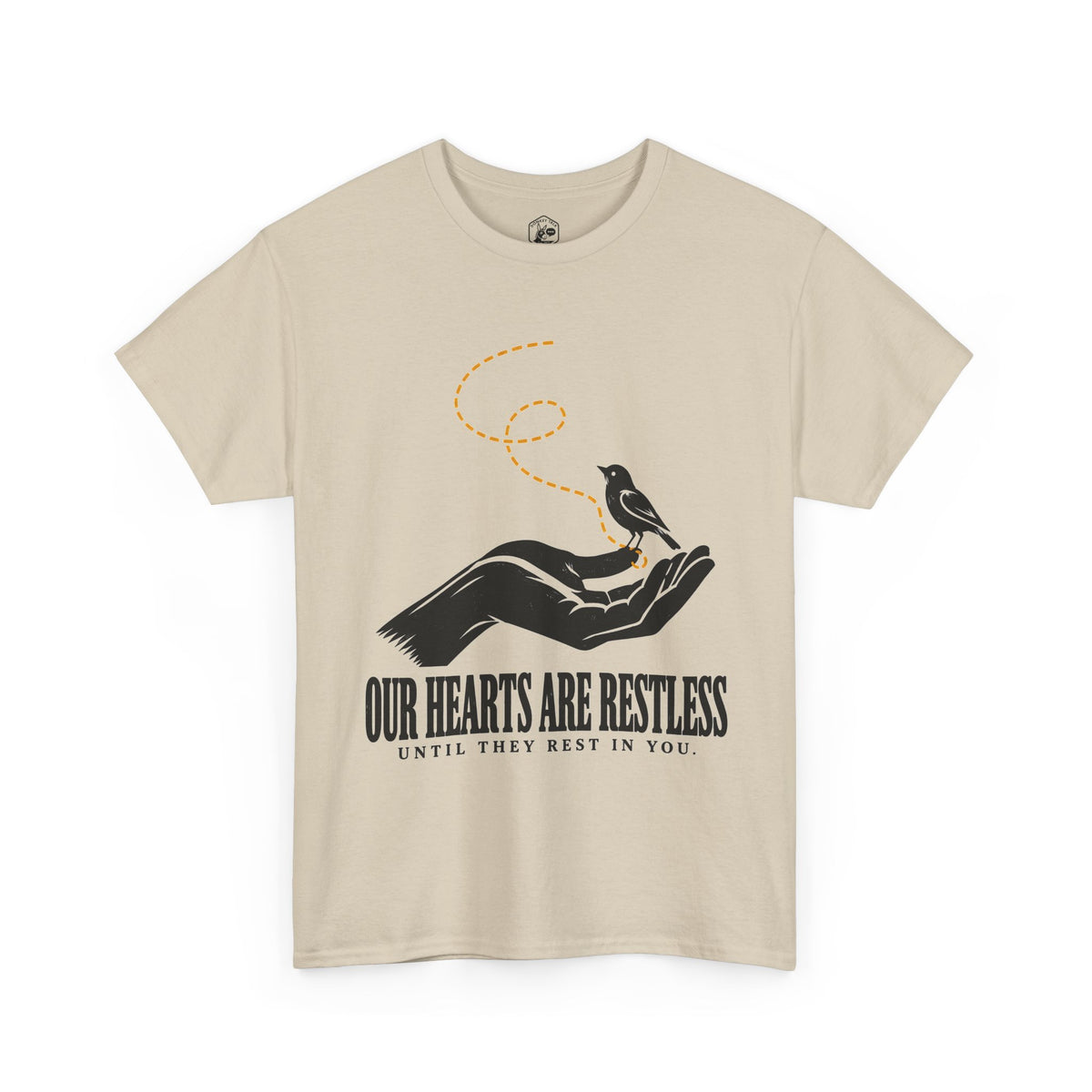 Our Hearts Are Restless Bird in Hand T-Shirt | Augustine Confessions Christian Tee