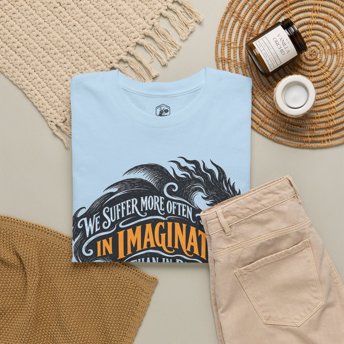 Seneca We Suffer More in Imagination T-shirt – Donkey Talk graphic tee