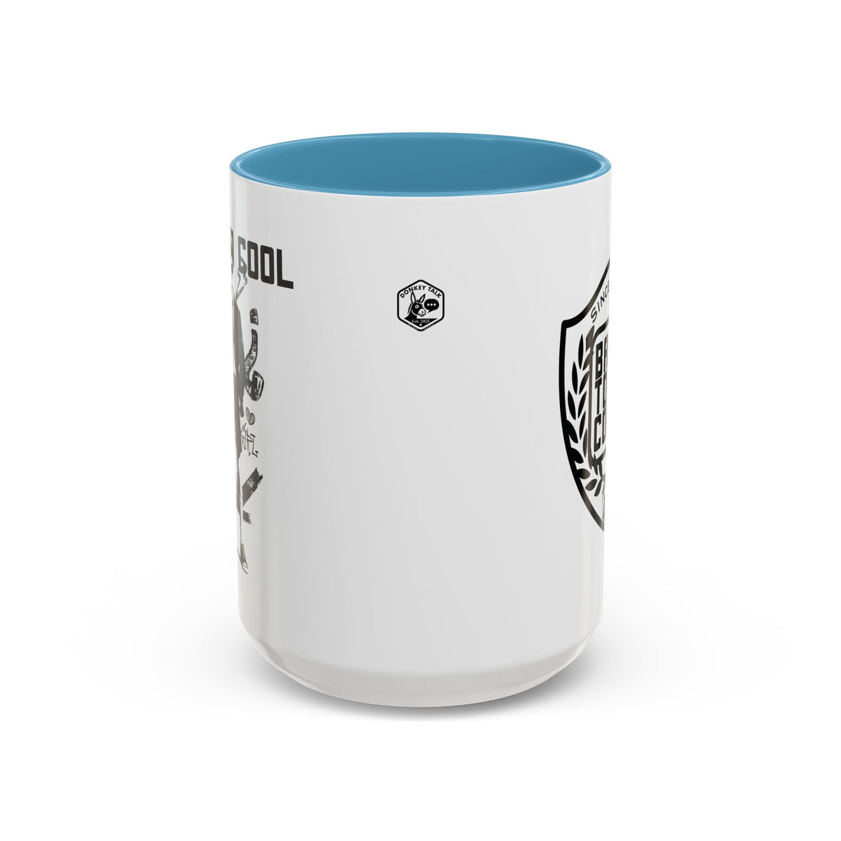 Back to Cool shield accent coffee mug – Donkey Talk ceramic mug